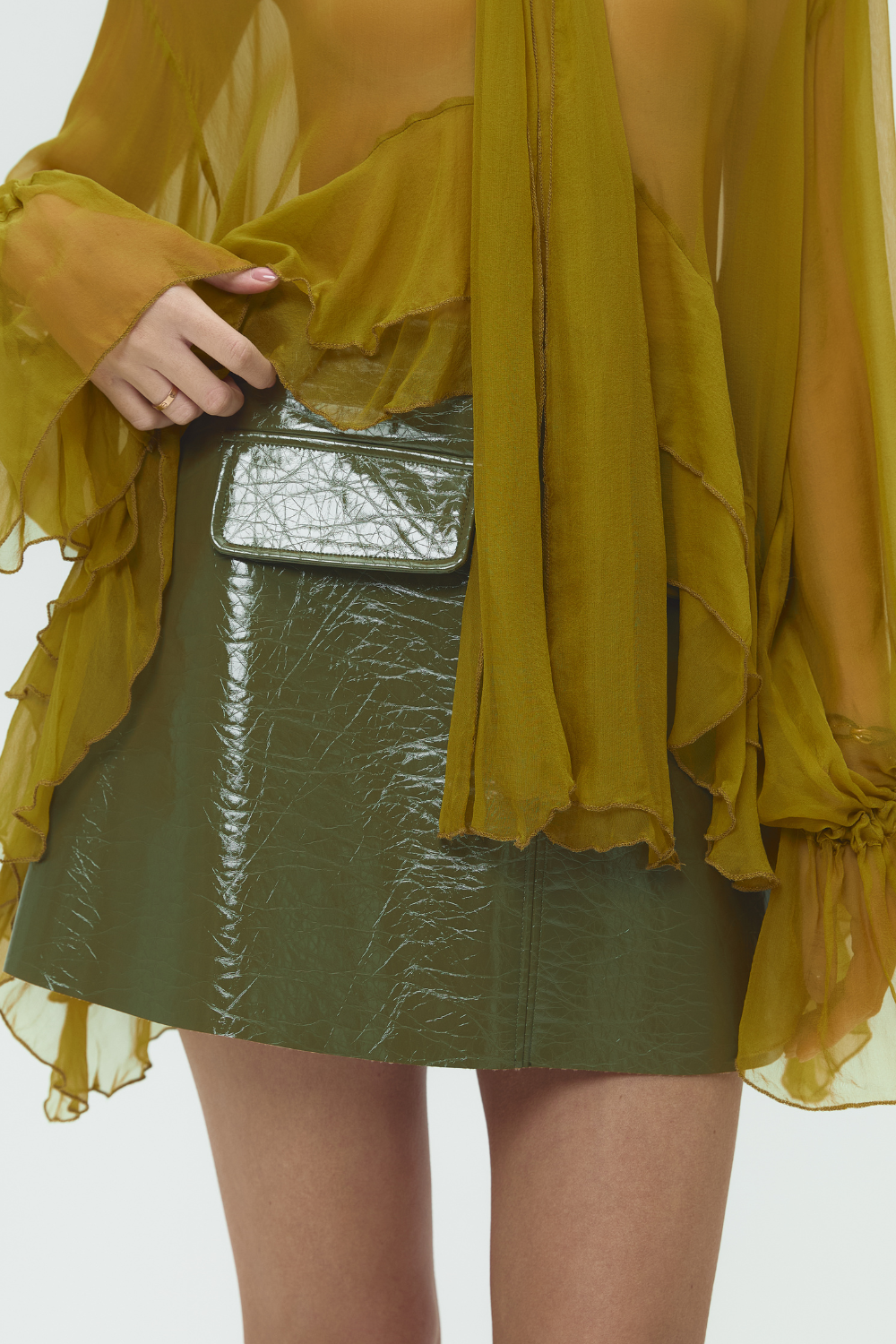 Lacquer olive skirt