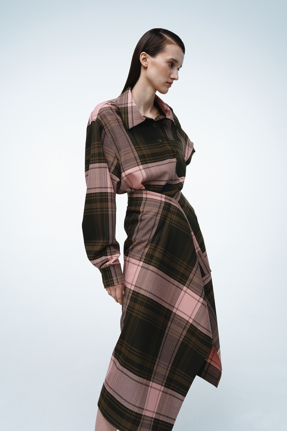 Спідниця картата рожево-коричнева