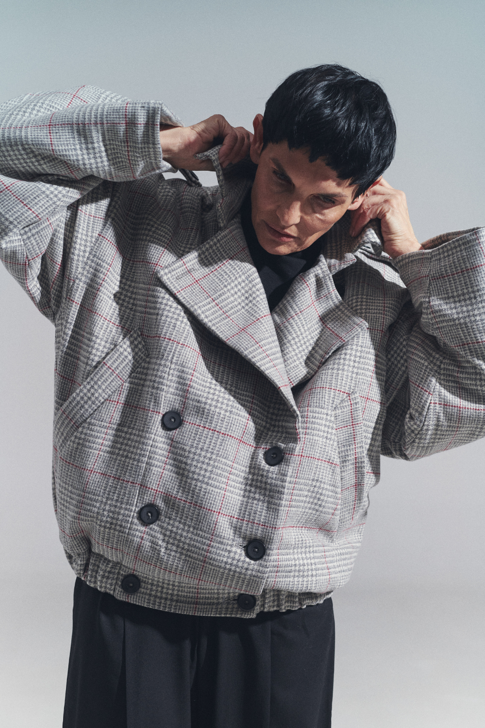 Пальто клітинка коротке