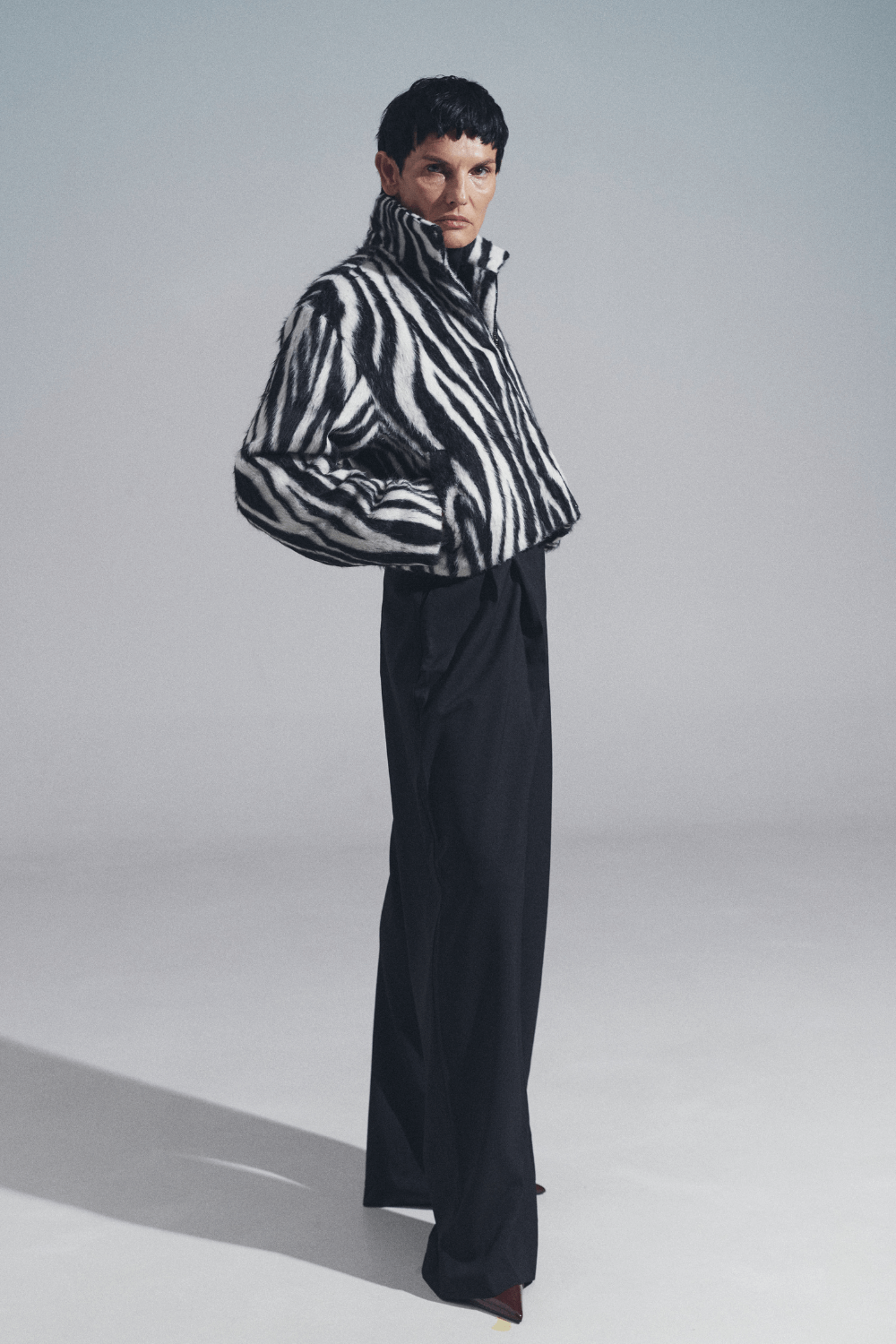 The zebra jacket is furry