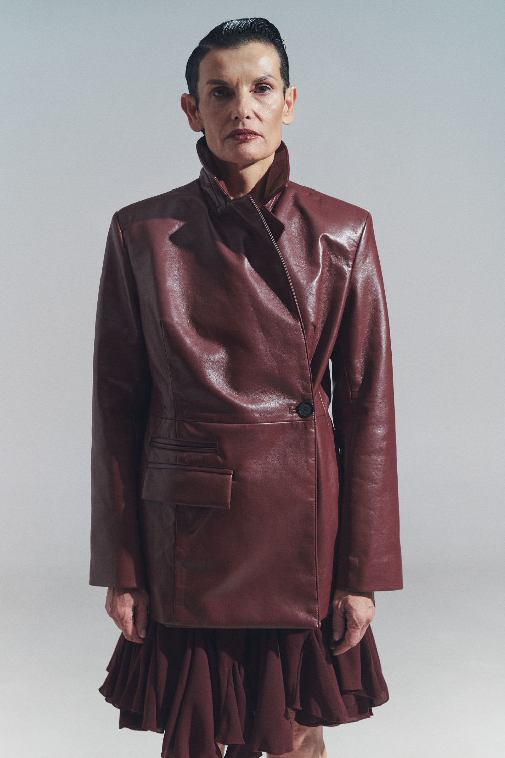 Burgundy jacket made of eco-leather