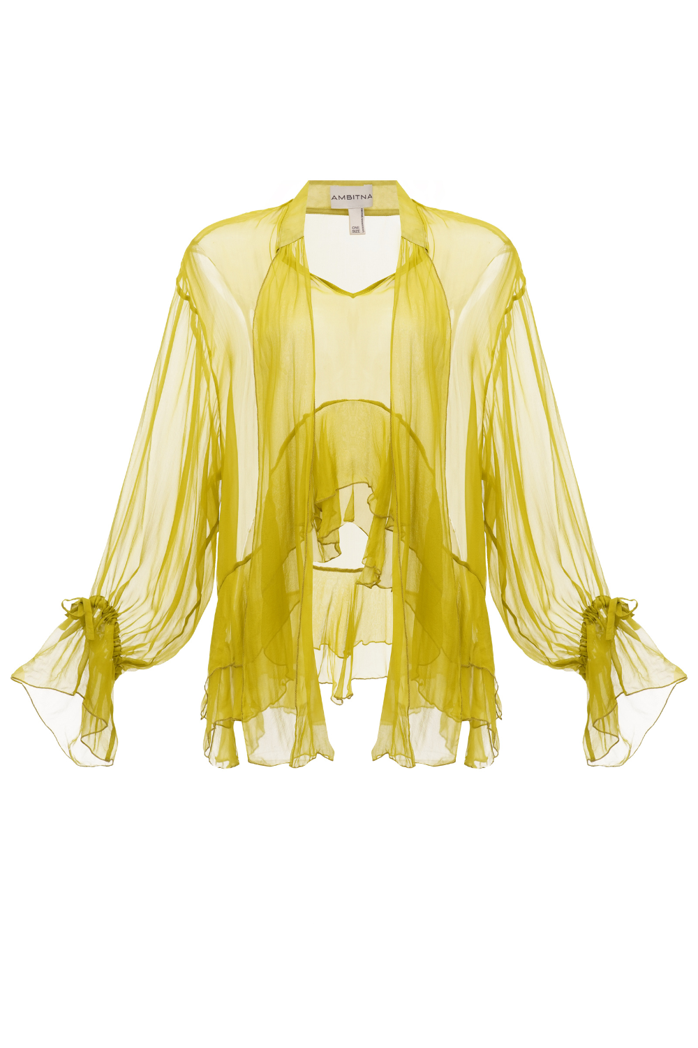 Шифонова блуза у кольорі лайм