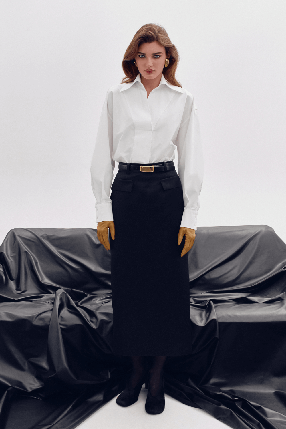 Long midi skirt, black