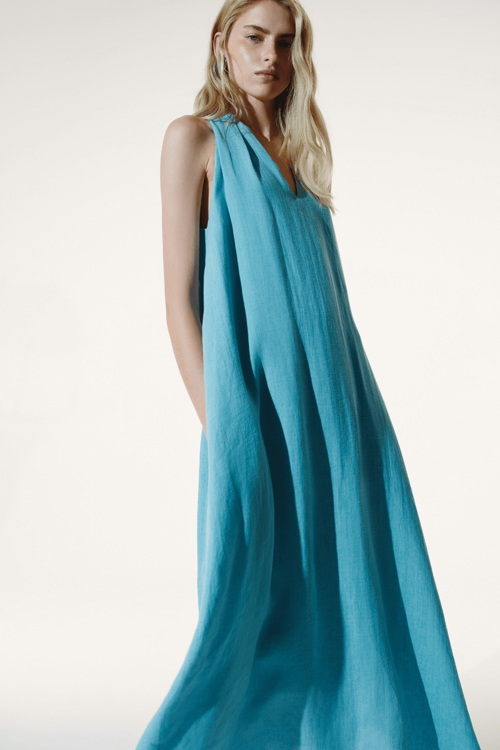 Turquoise linen sundress
