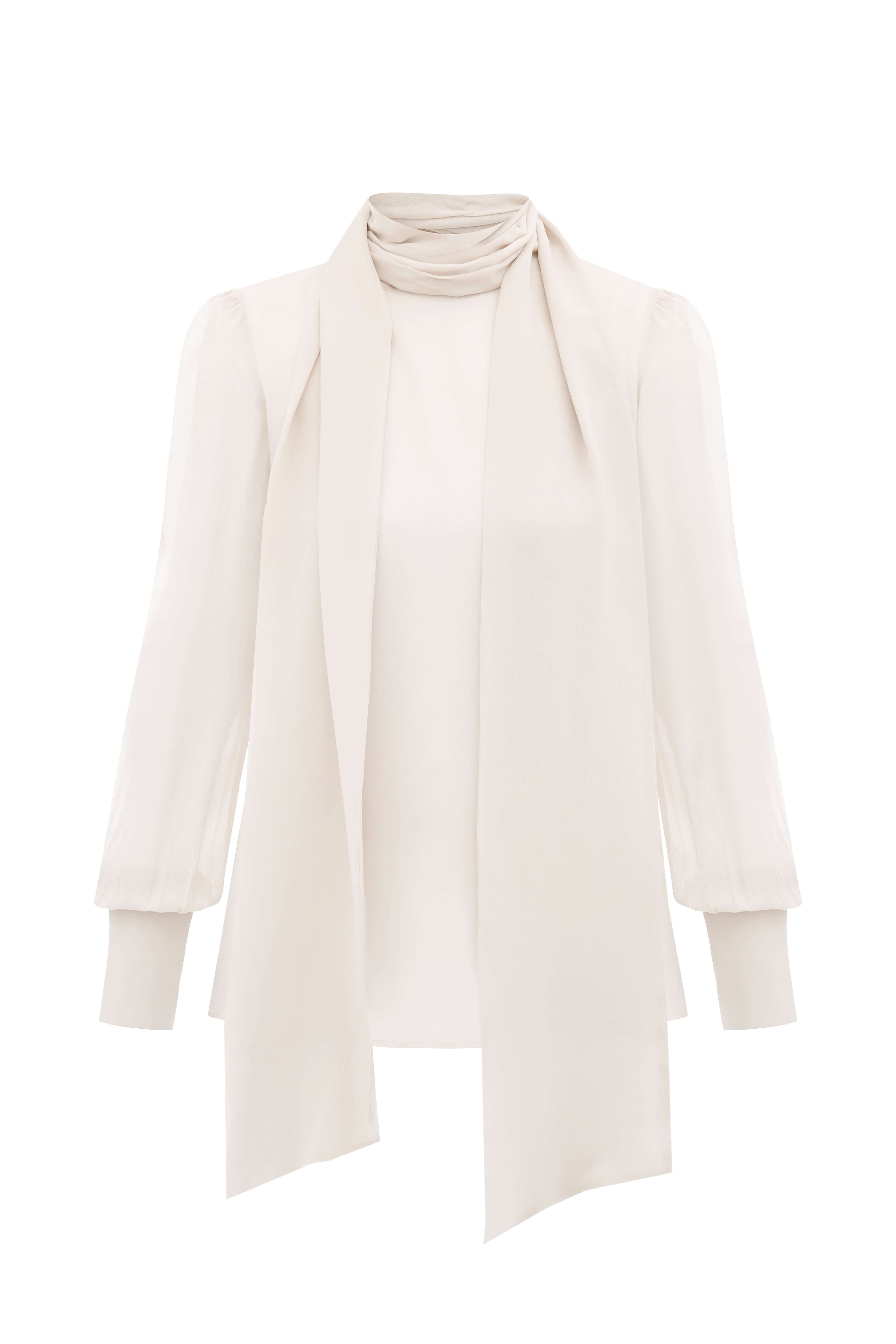 Blouse with a bow, milky