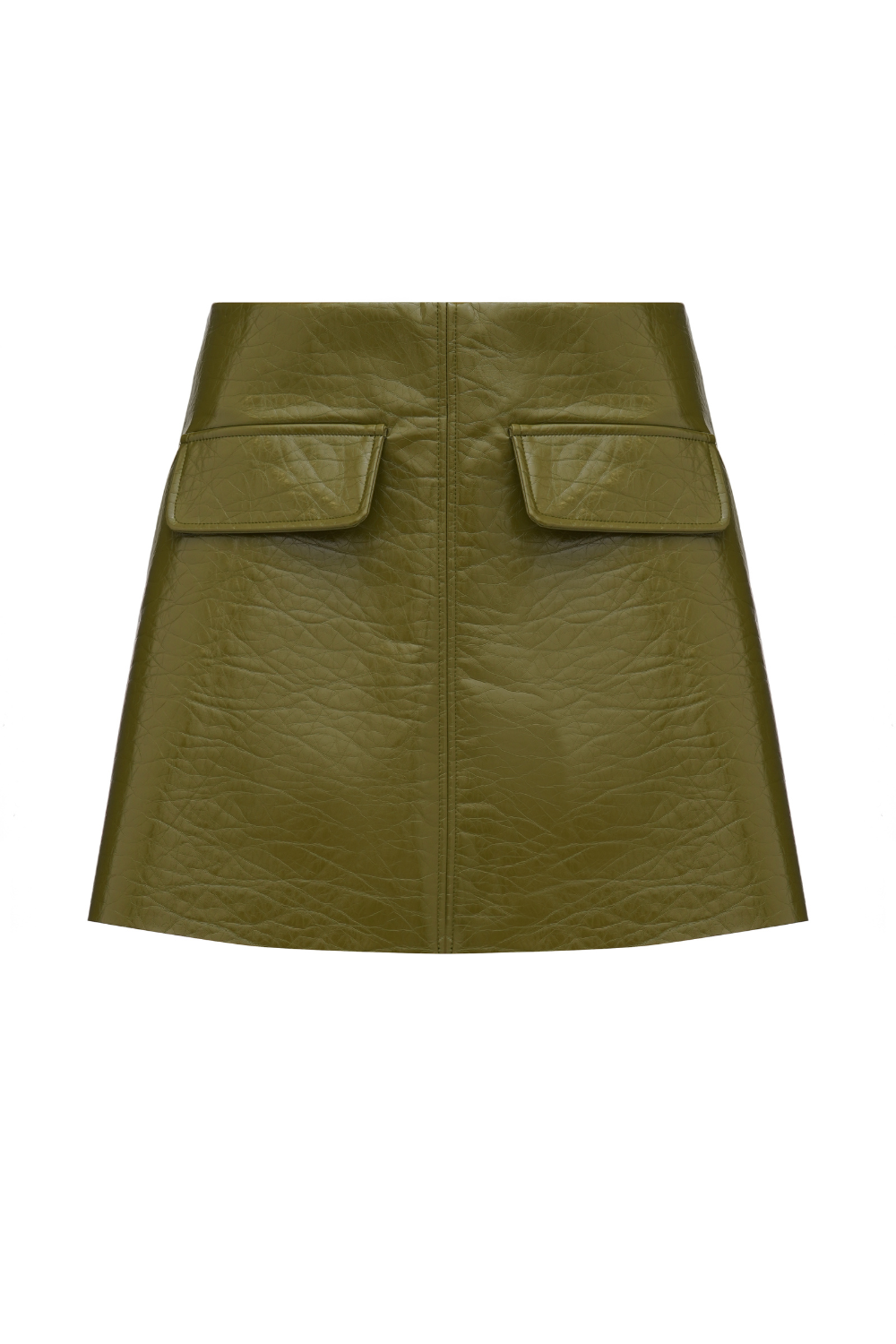 Спідниця лаке оливкова