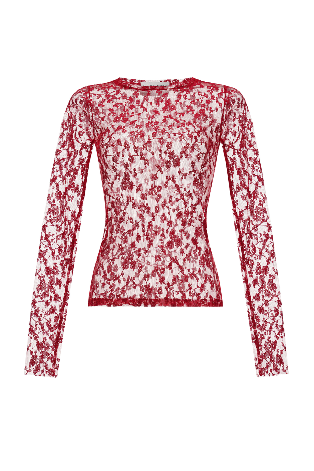 Червоний мереживний лонгслів