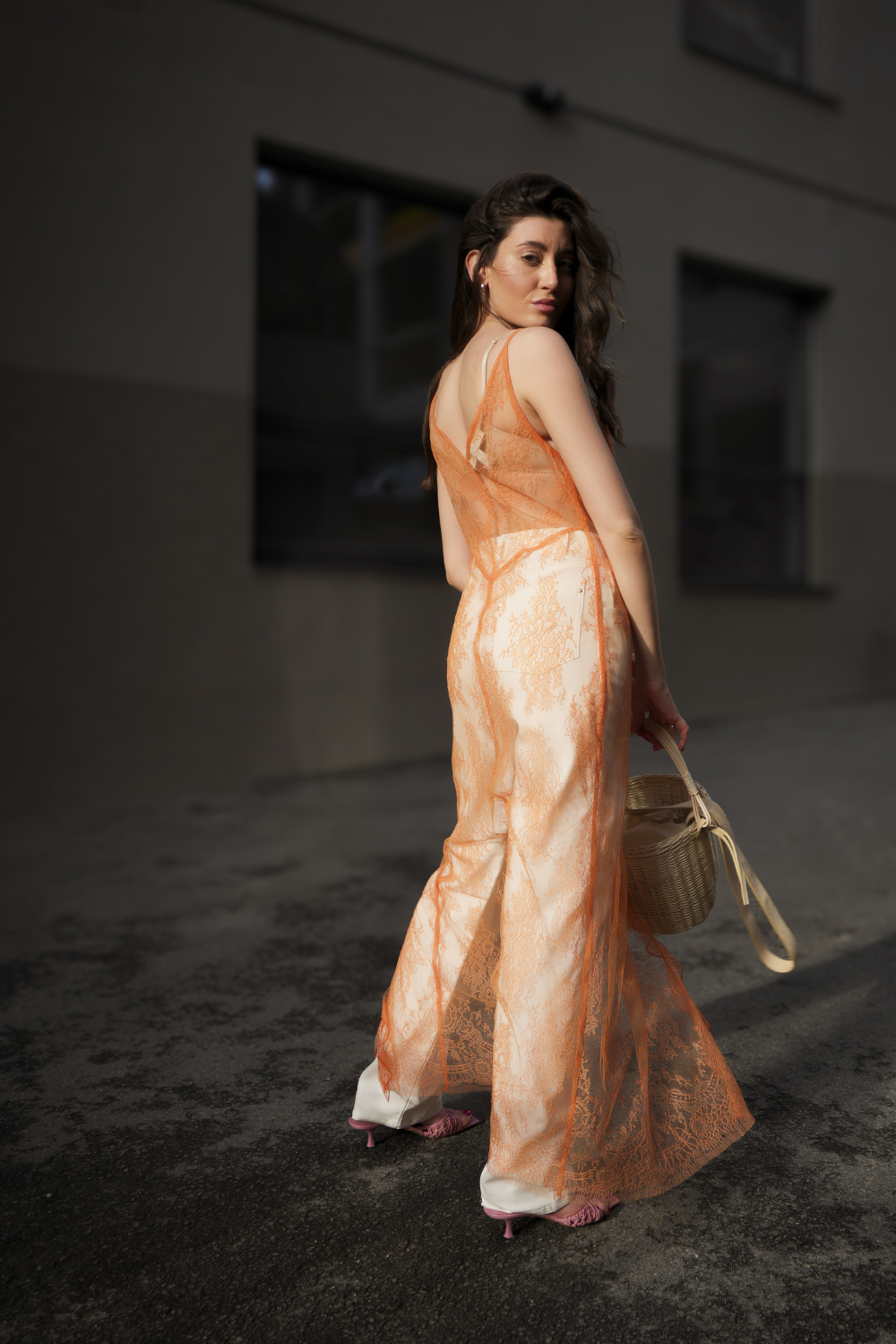 Orange lace sundress