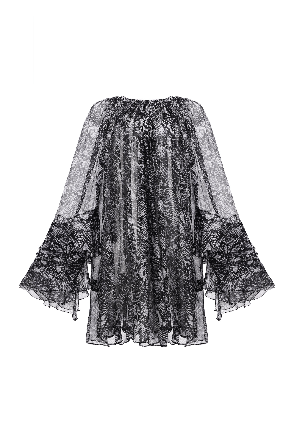 Прозора сукня зі зміїним принтом