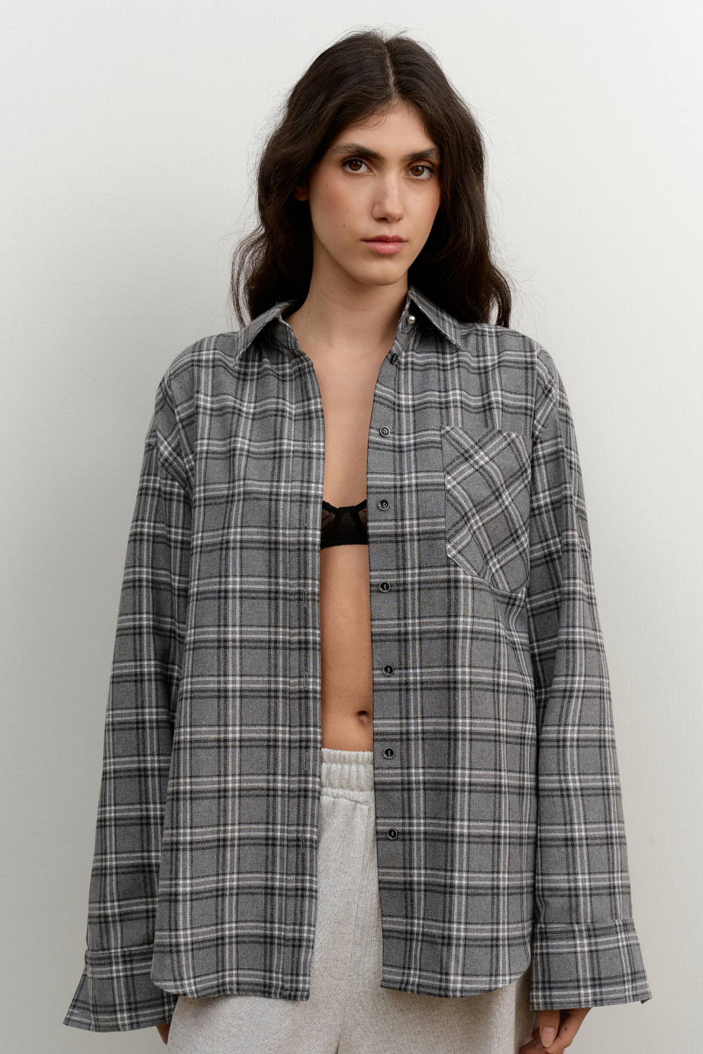Сіра фланелева сорочка Oversize