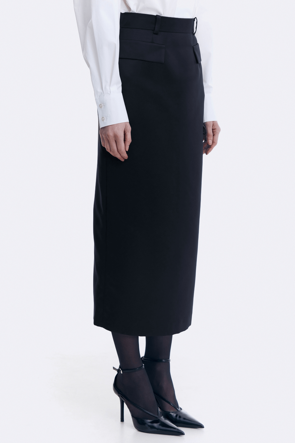 Long midi skirt, black