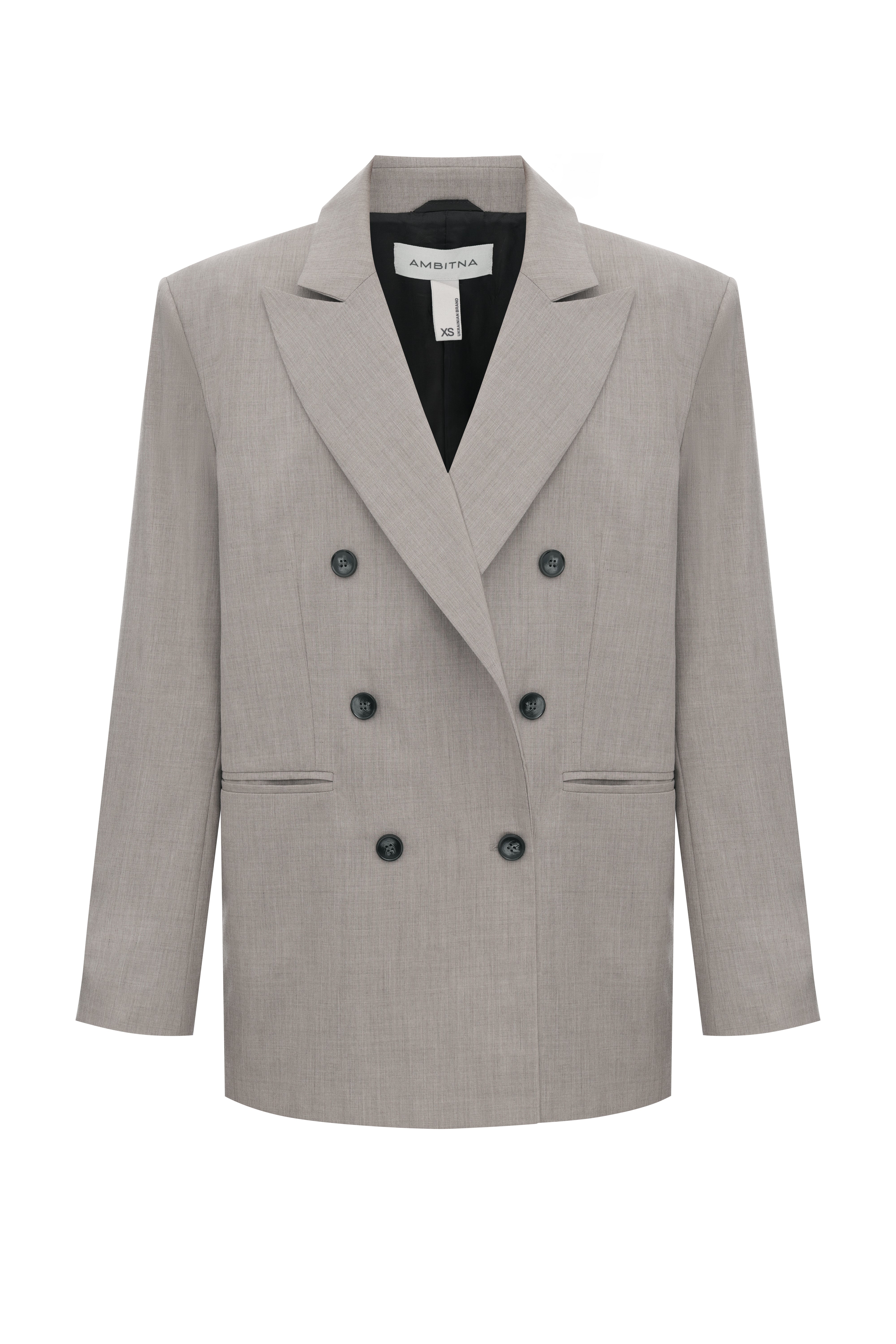 Бежевий двобортний жакет з кашеміру