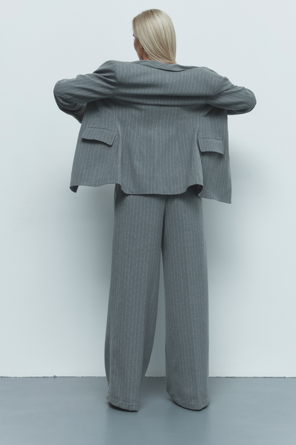 Straight trousers in a stripe