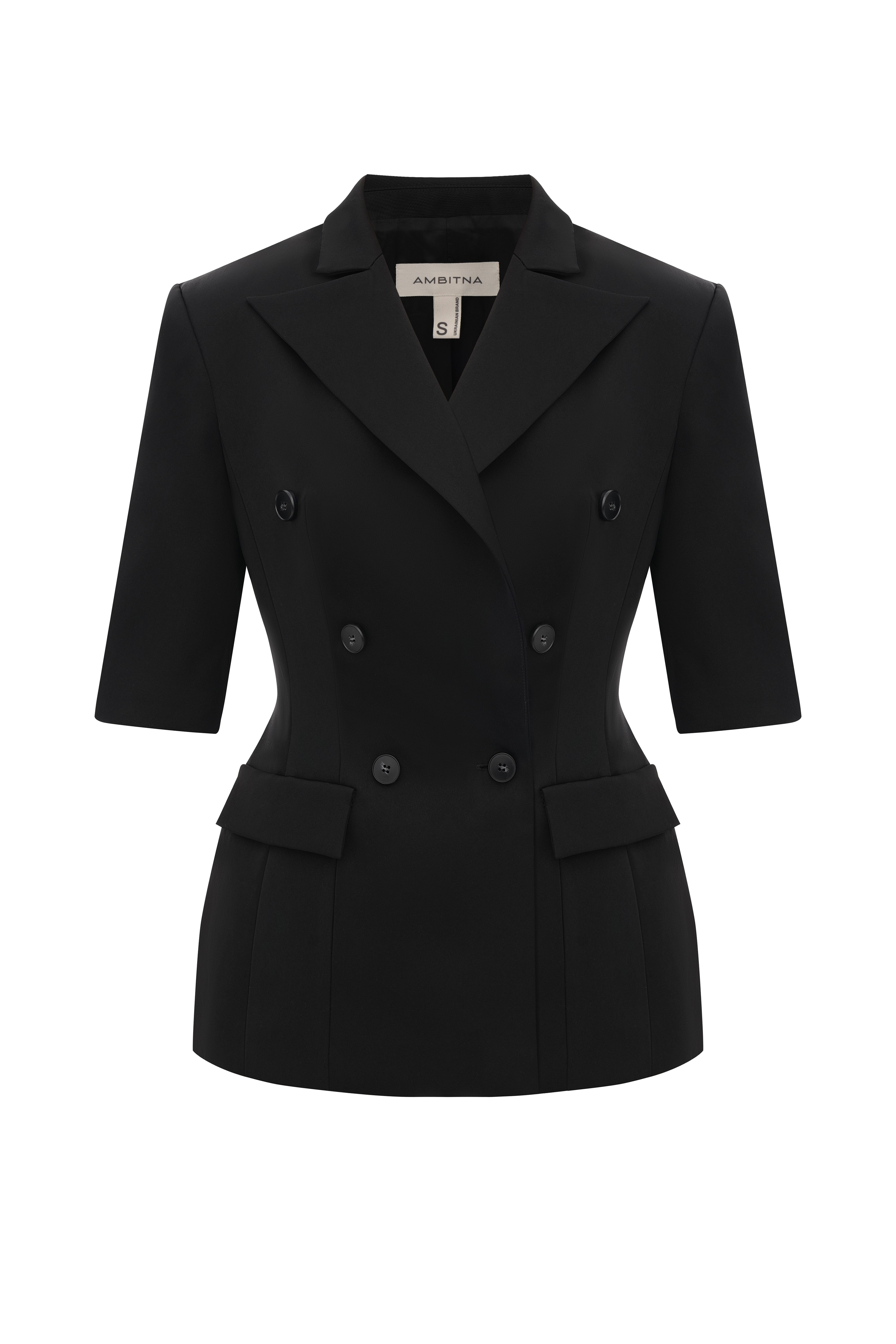 Чорний жакет із вкороченим рукавом