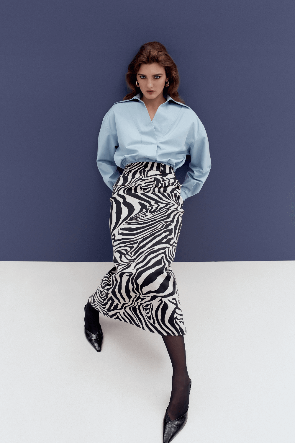 Long midi skirt zebra