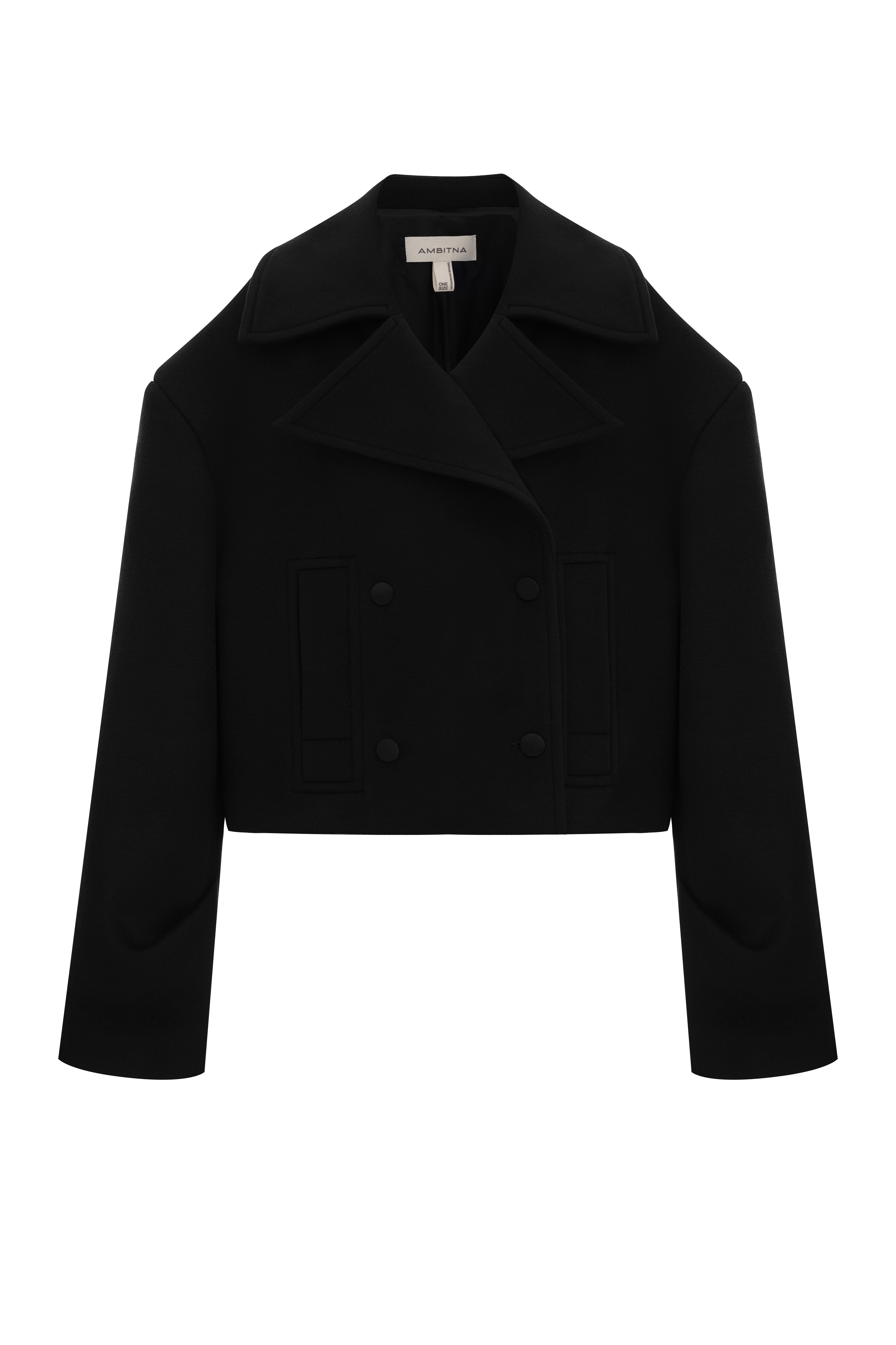 Чорне вкорочене пальто «Тиха влада»