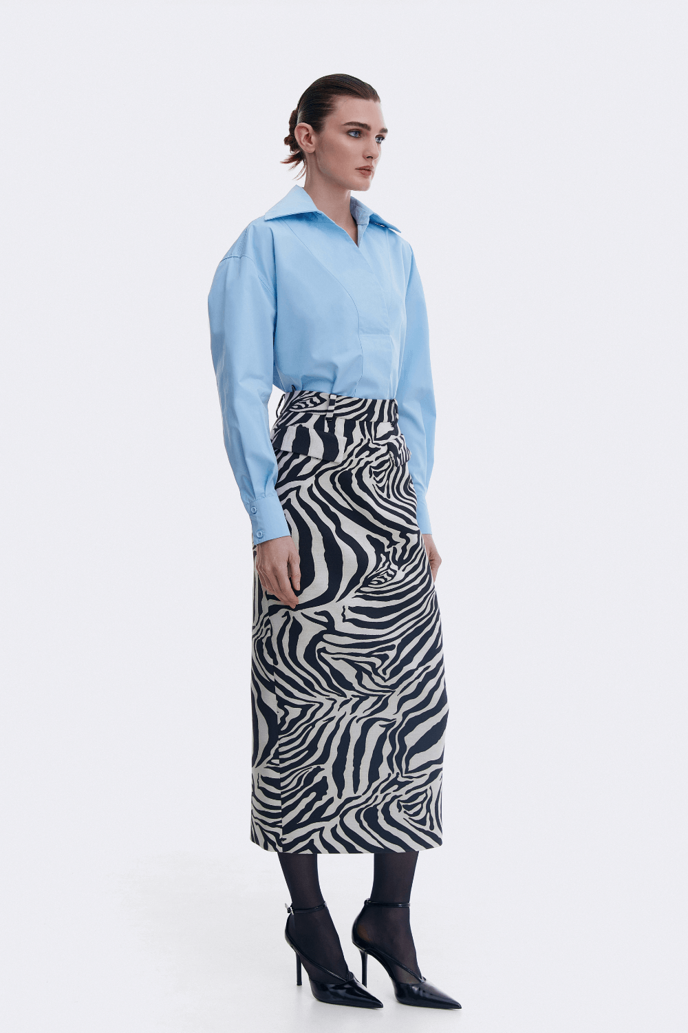 Спідниця довга міді зебра