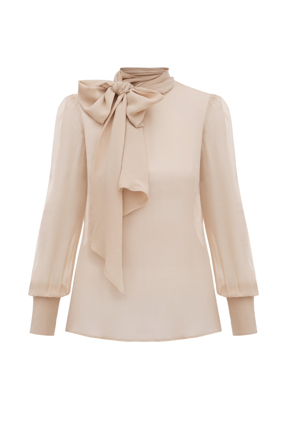 Блуза з бантом бежева