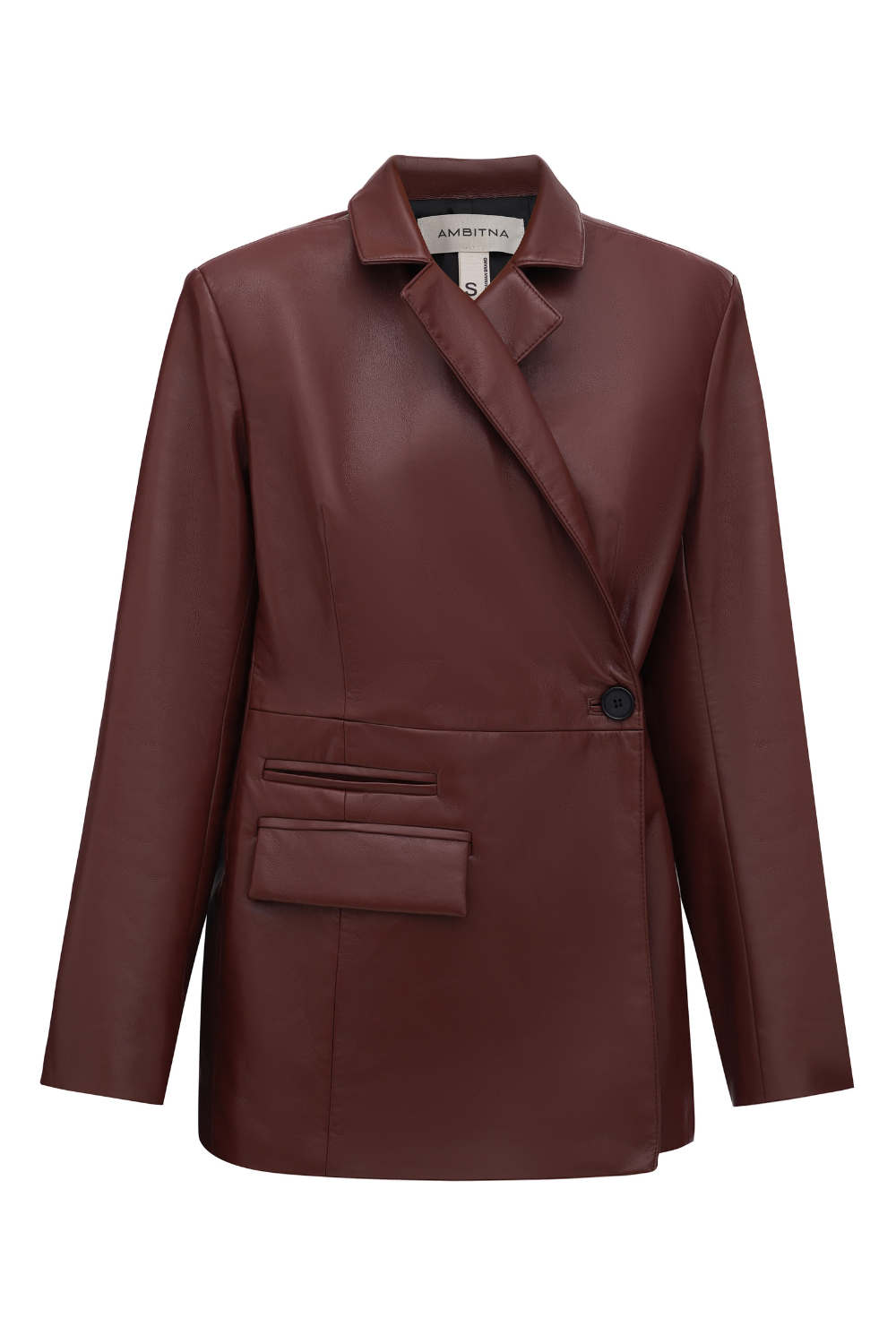 Бордовий піджак з екошкіри