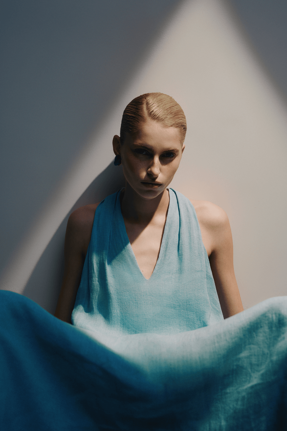 Turquoise linen sundress