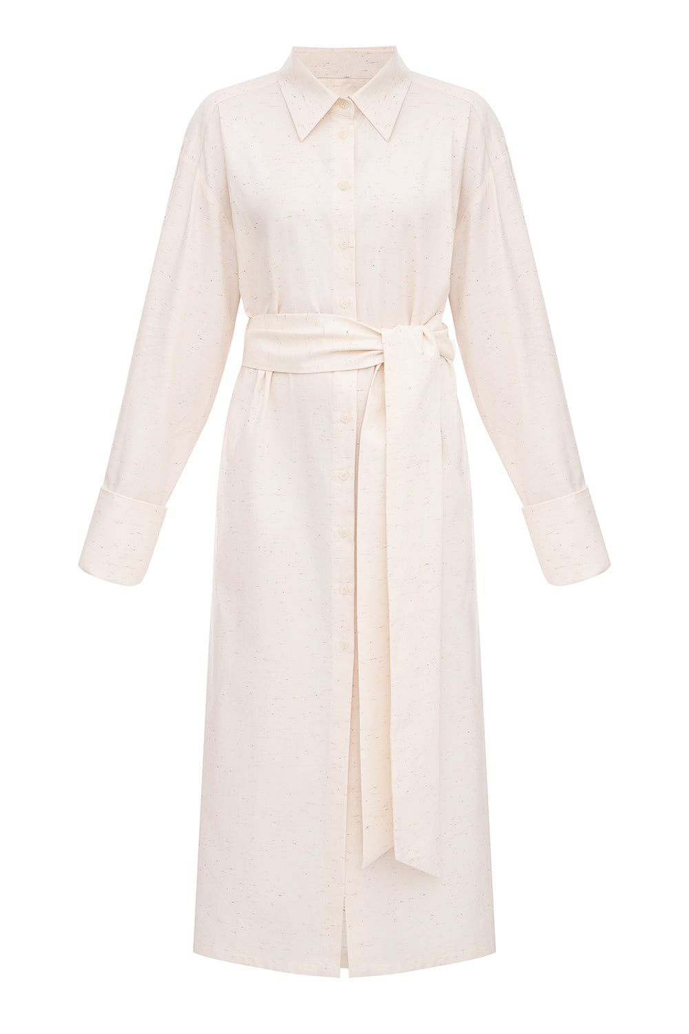 Сукня з широким довгим паском і запонками на рукавах