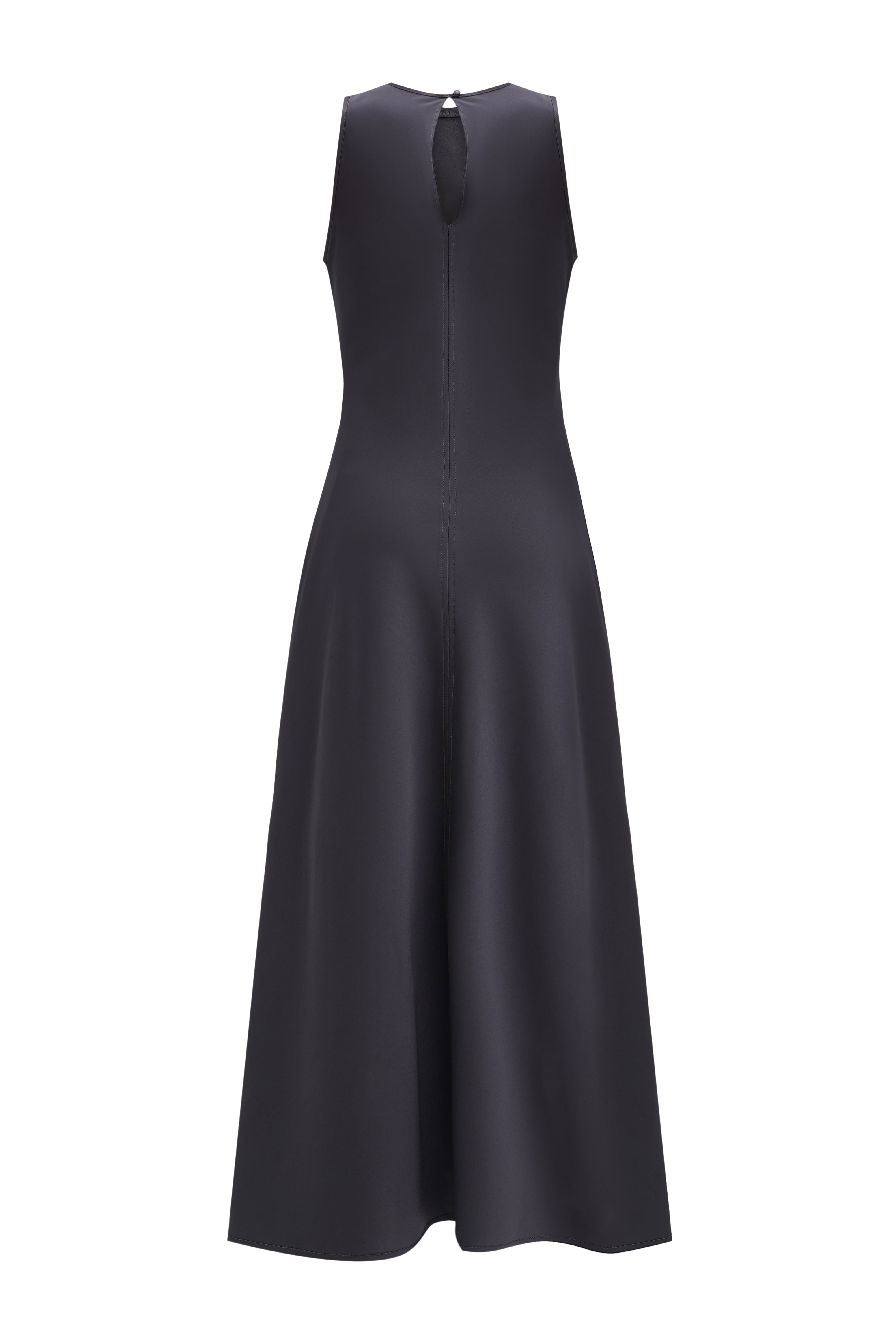 The dress is satin gray