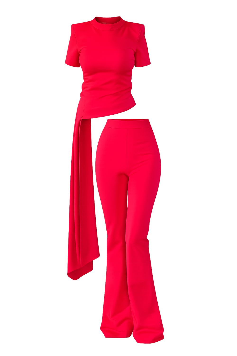 Костюм червоний з віскози з довгим паском