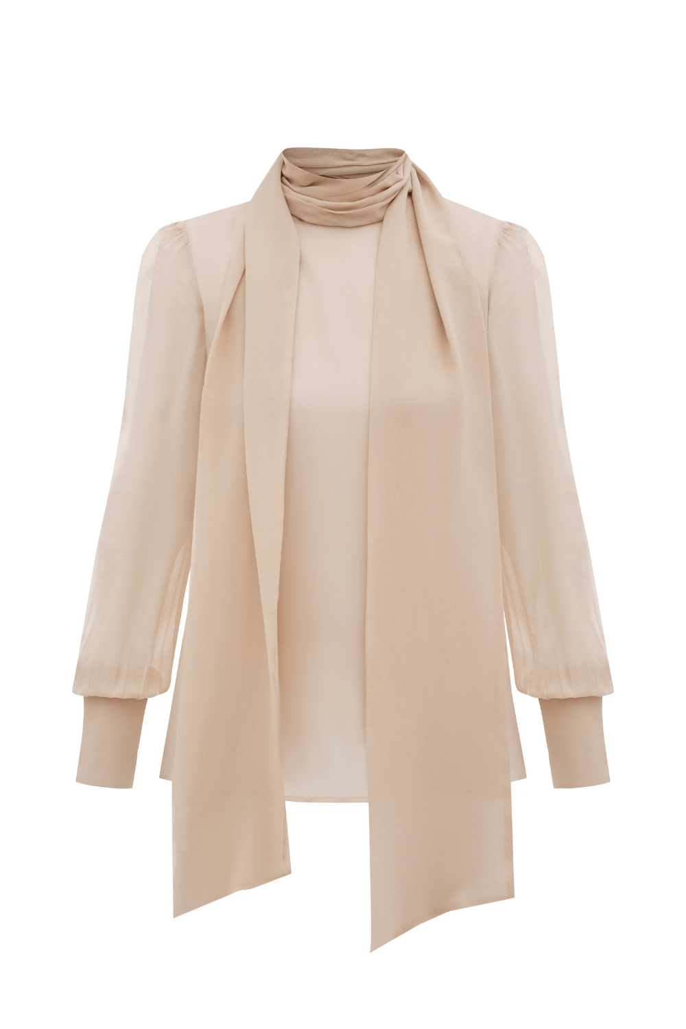 Beige blouse with bow