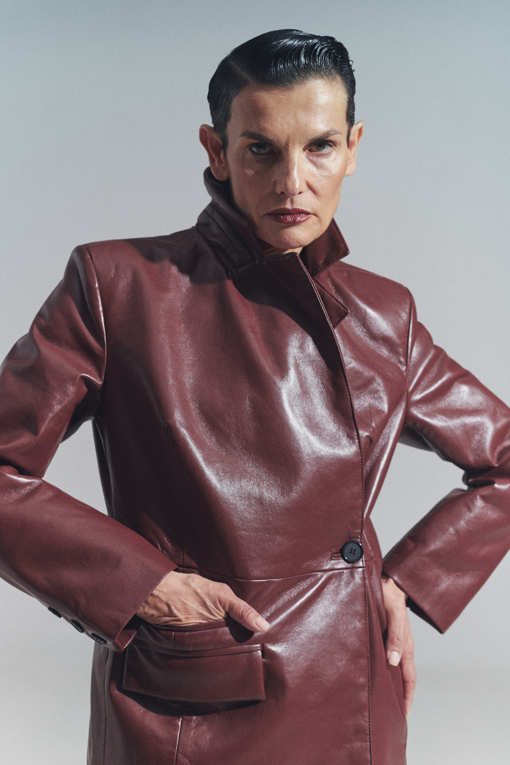Burgundy jacket made of eco-leather