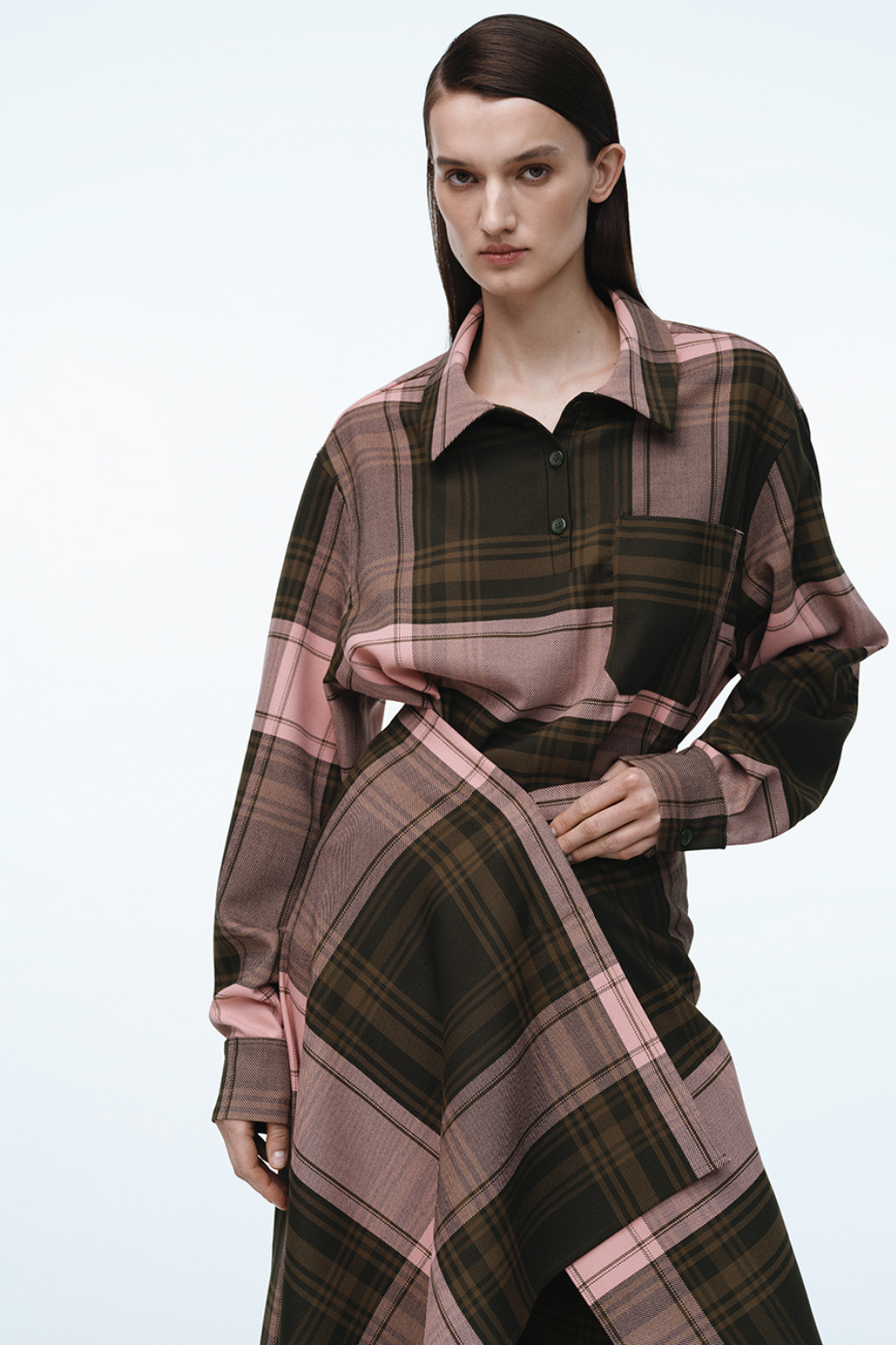 Спідниця картата рожево-коричнева