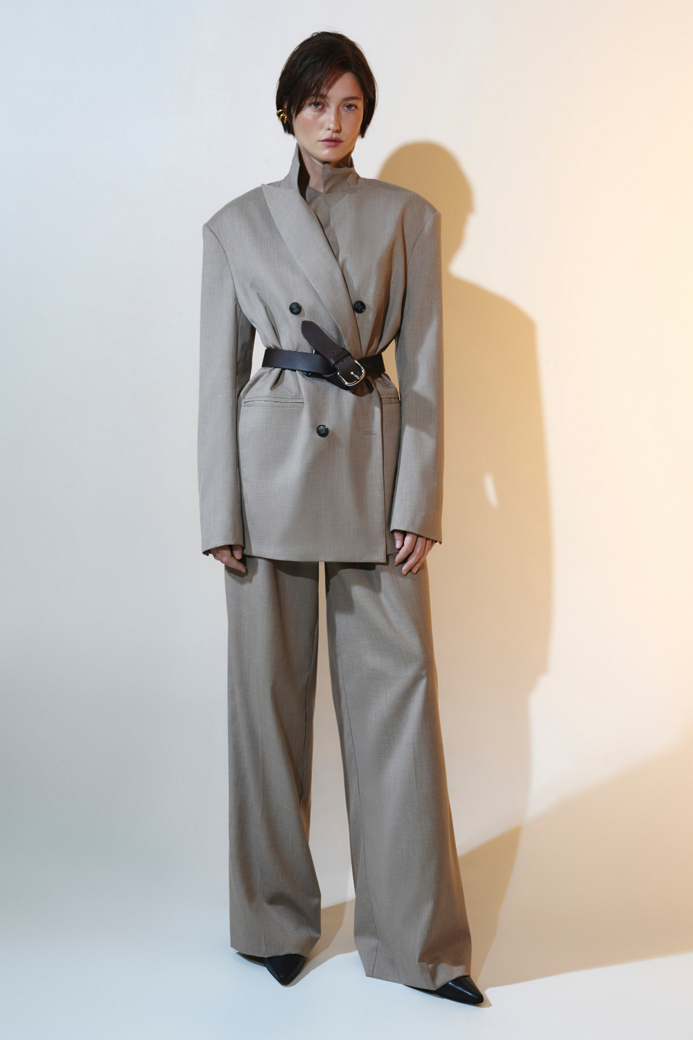 Beige cashmere trousers