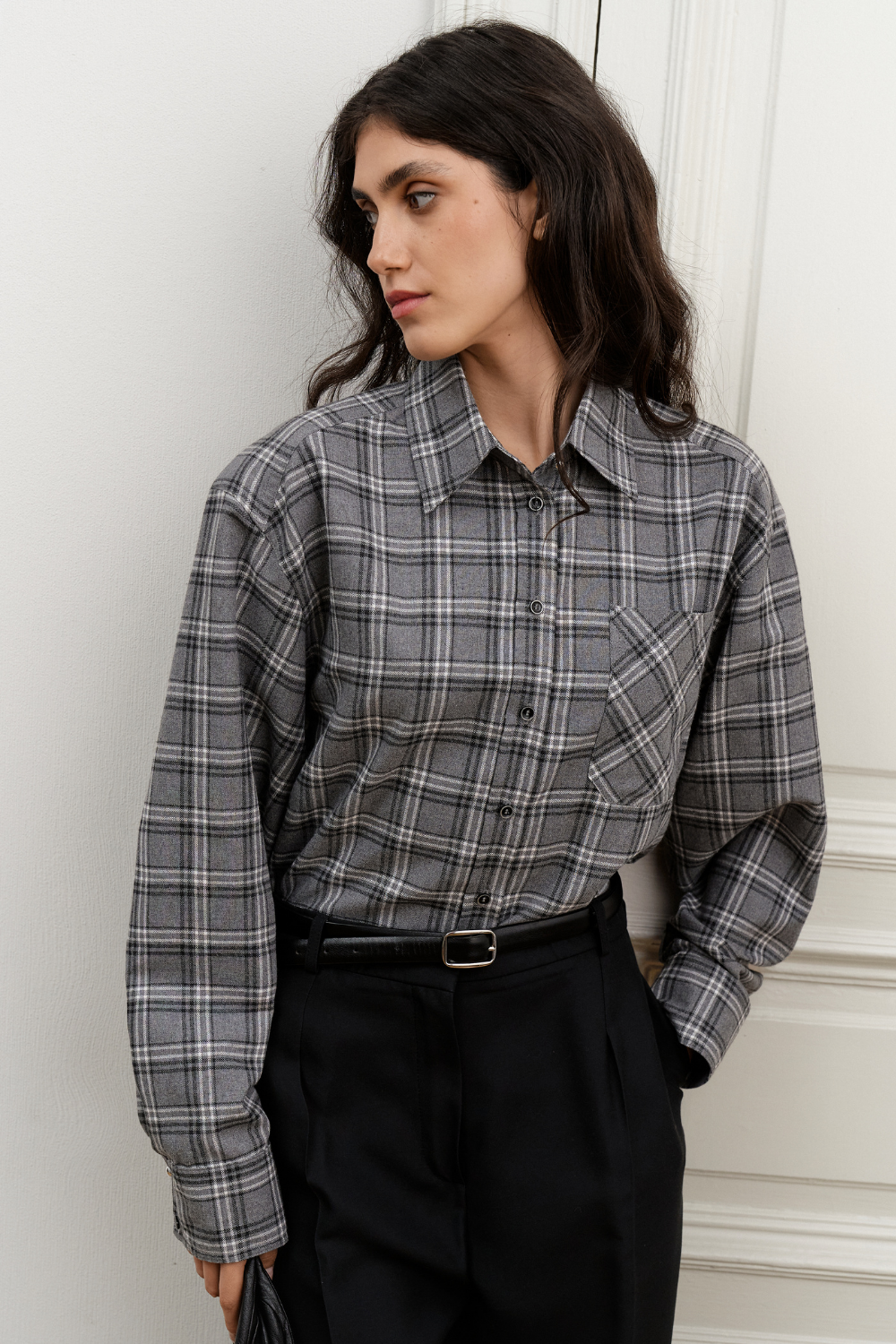 Сіра фланелева сорочка Oversize