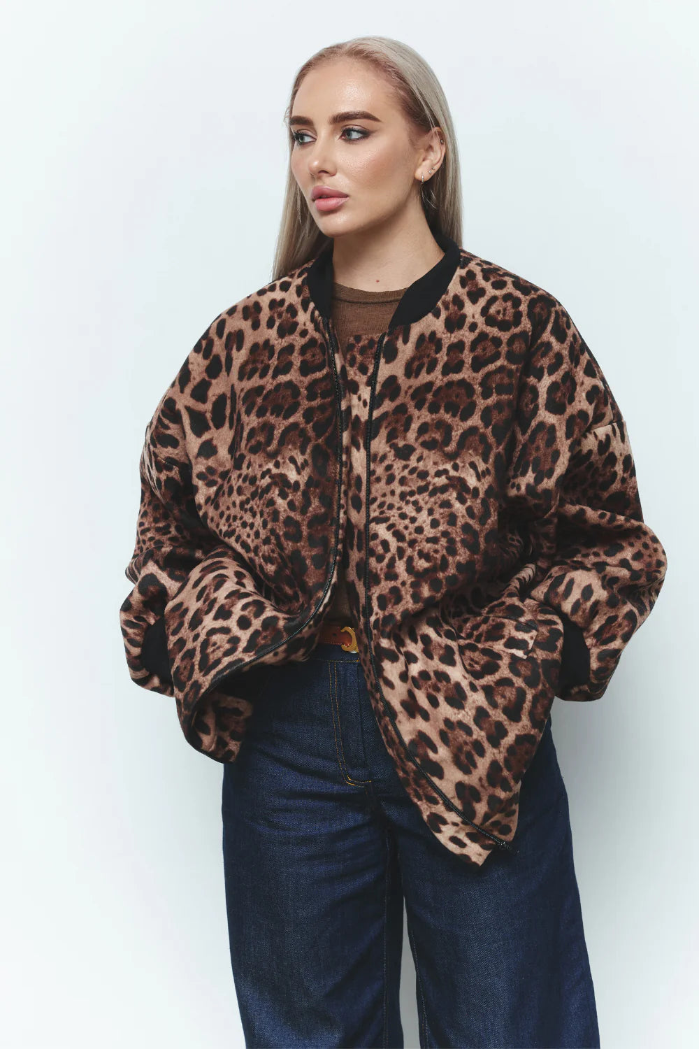 Bomber in leopard print