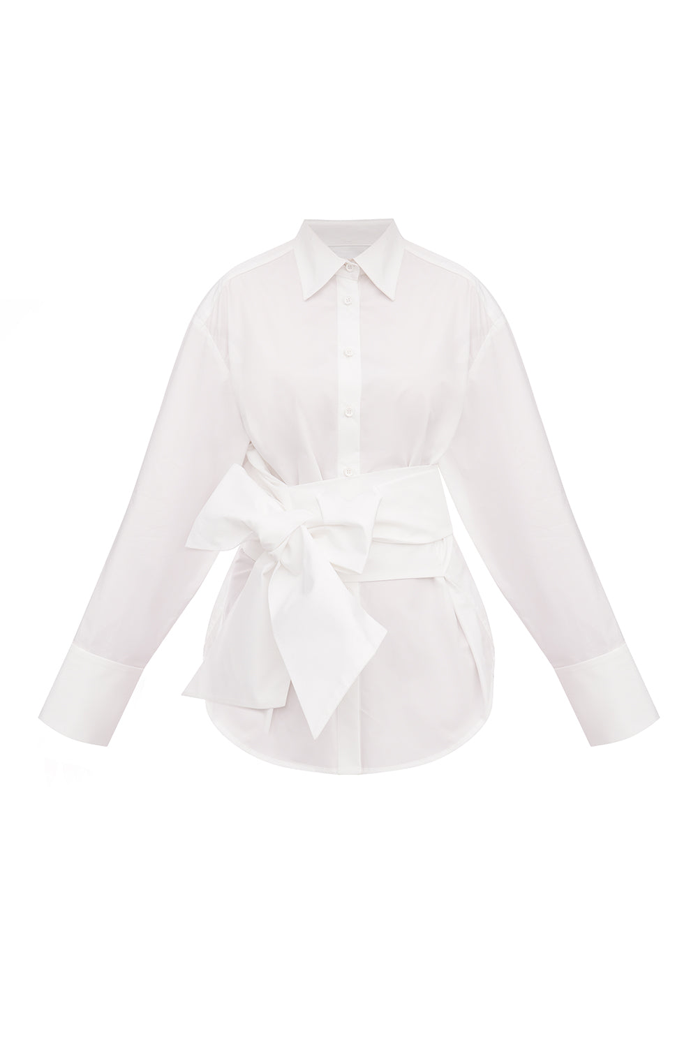 Сорочка з котону з довгими пасками на талії і запонками на рукавах