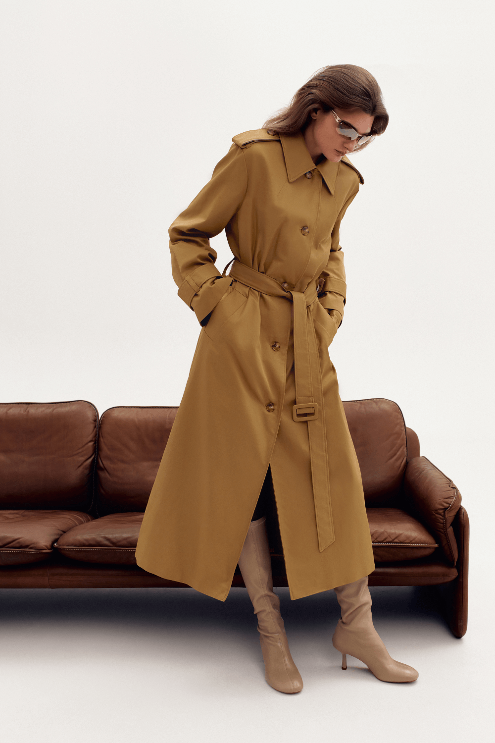 Beige trench coat