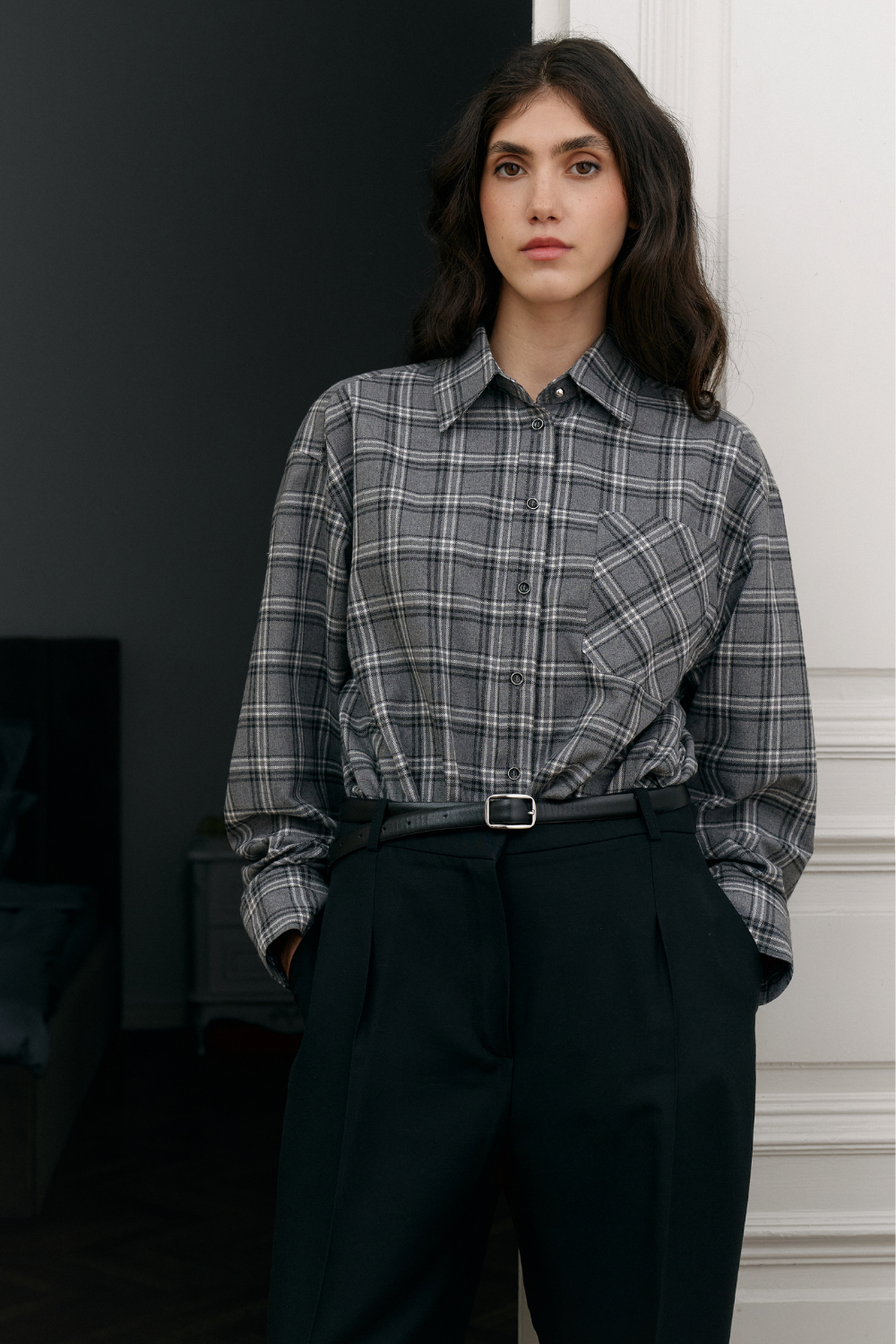 Сіра фланелева сорочка Oversize