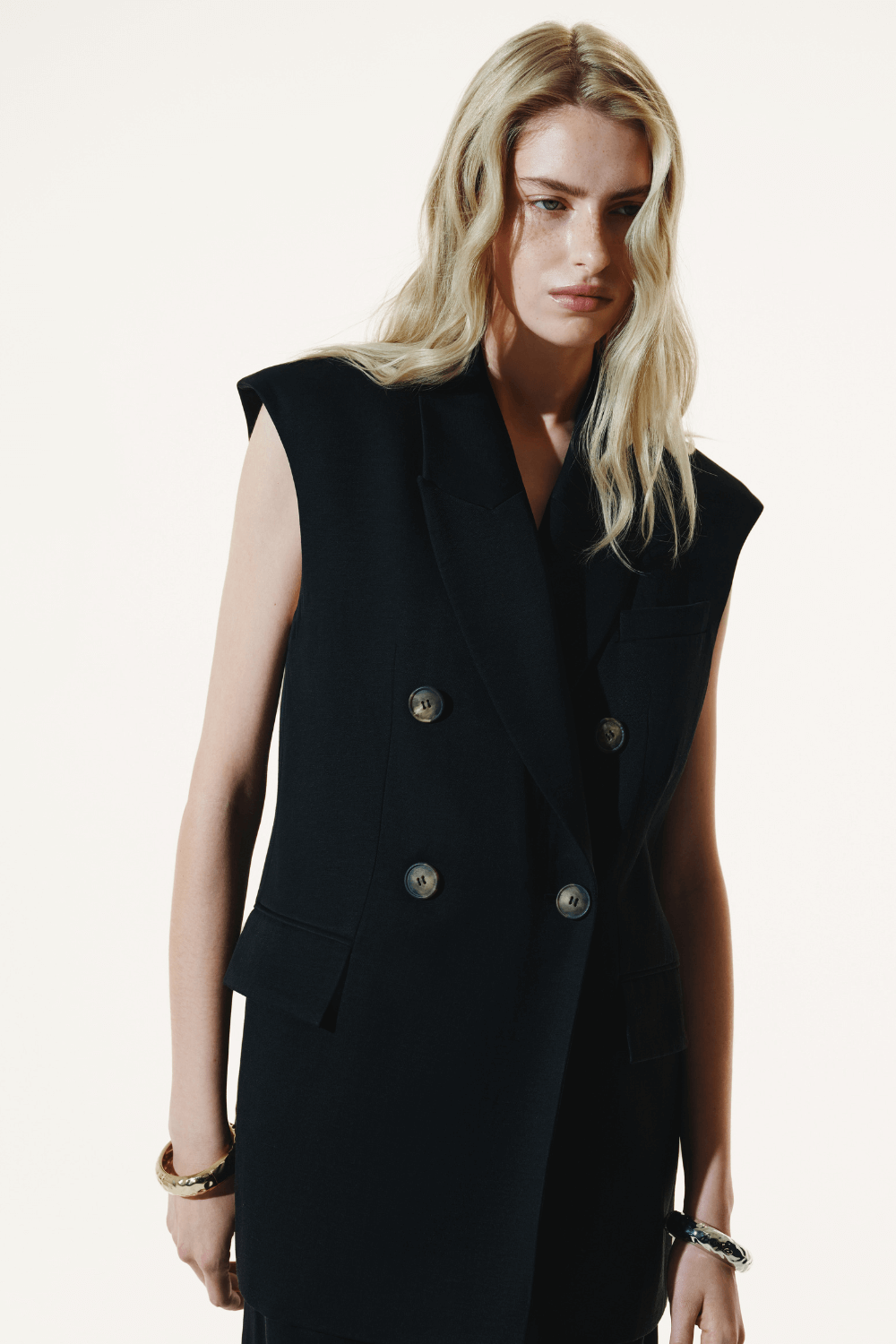 Black linen vest