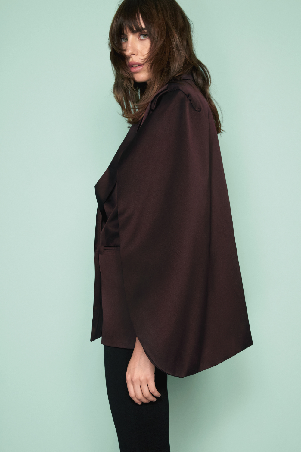 Silk jacket with sleeves Plum Bordeaux