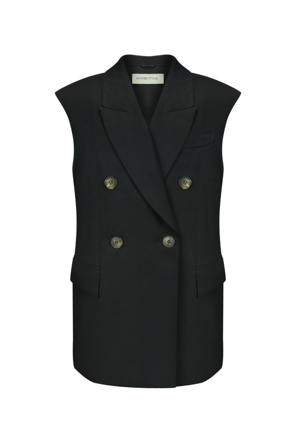 Black linen suit - vest and Bermuda shorts