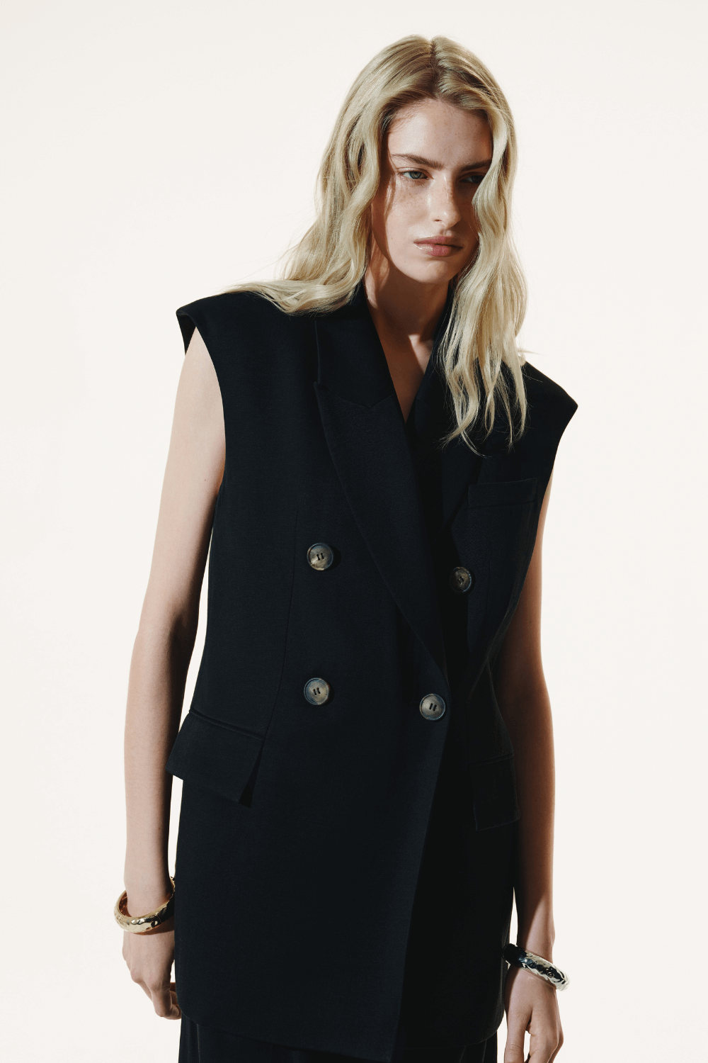 Black linen suit - vest and Bermuda shorts