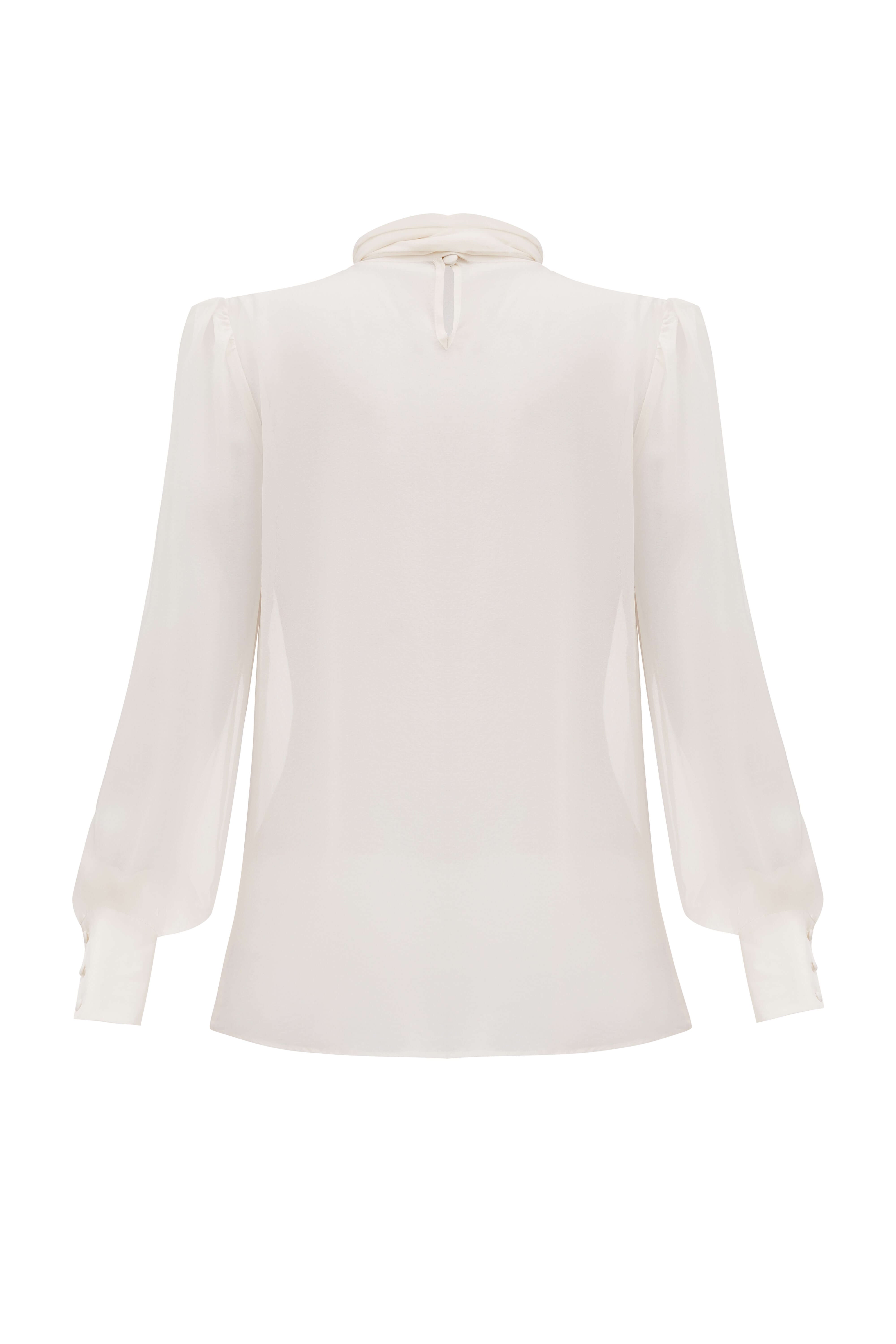 Blouse with a bow, milky