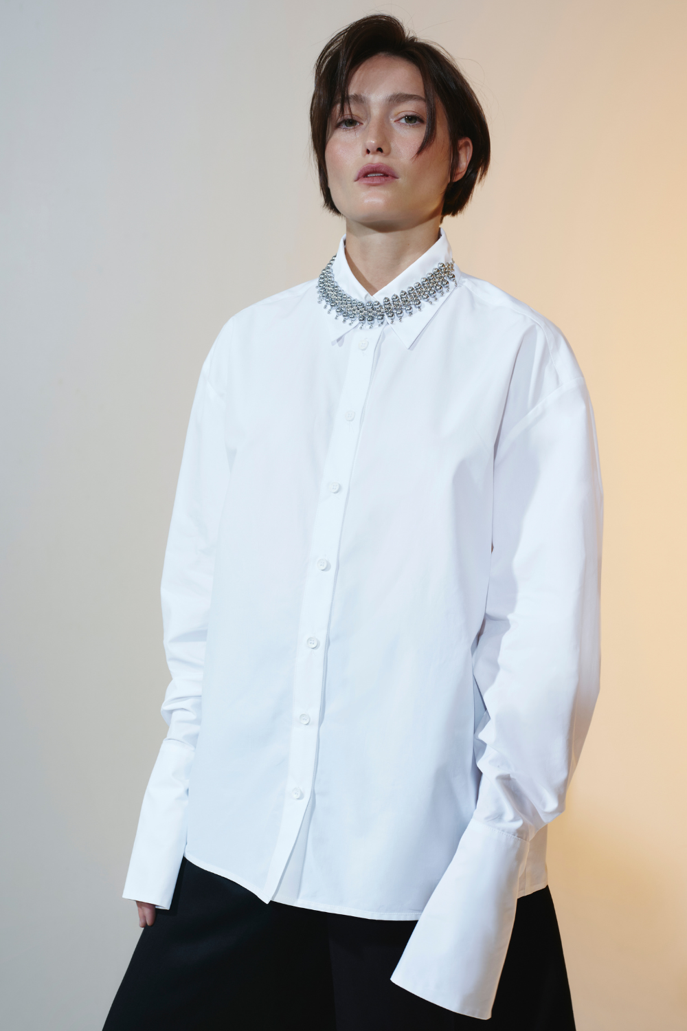 White long-sleeved shirt — Silent Force base