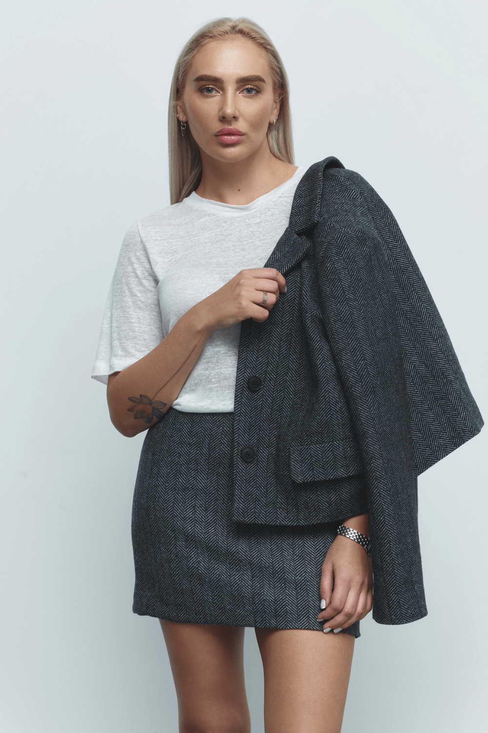 Warm suit jacket and skirt