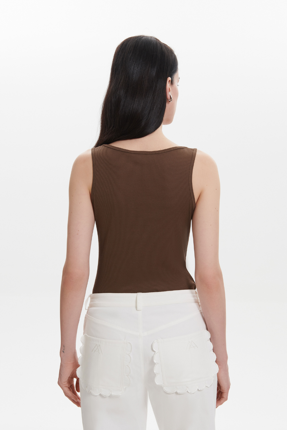 White Richelieu jeans from the back