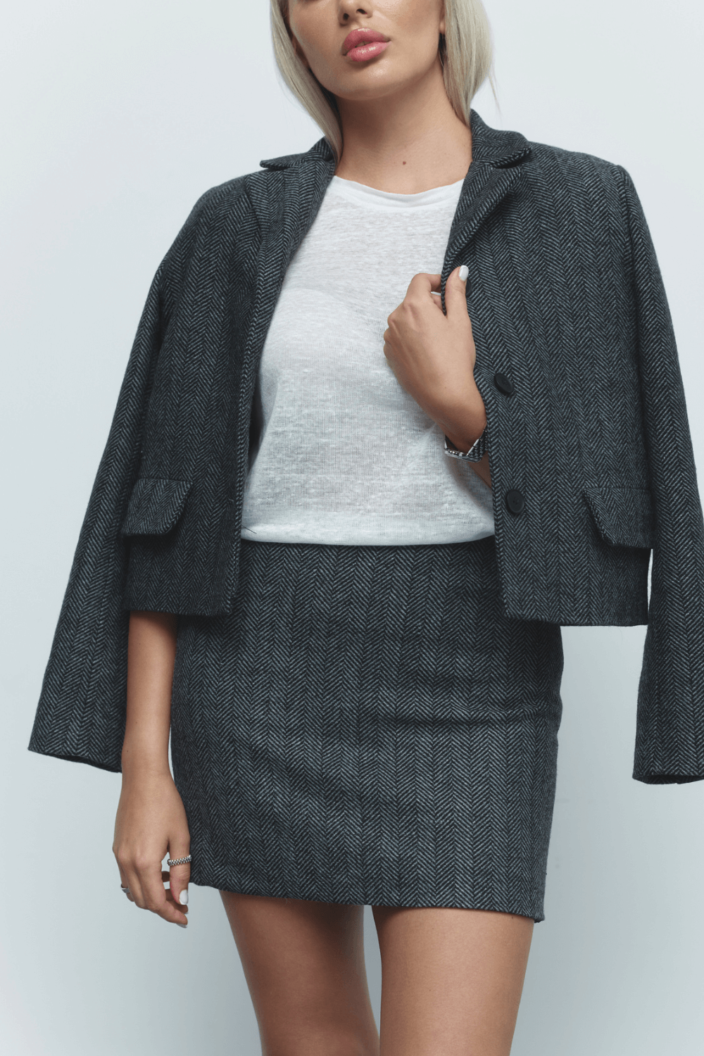 Warm suit jacket and skirt