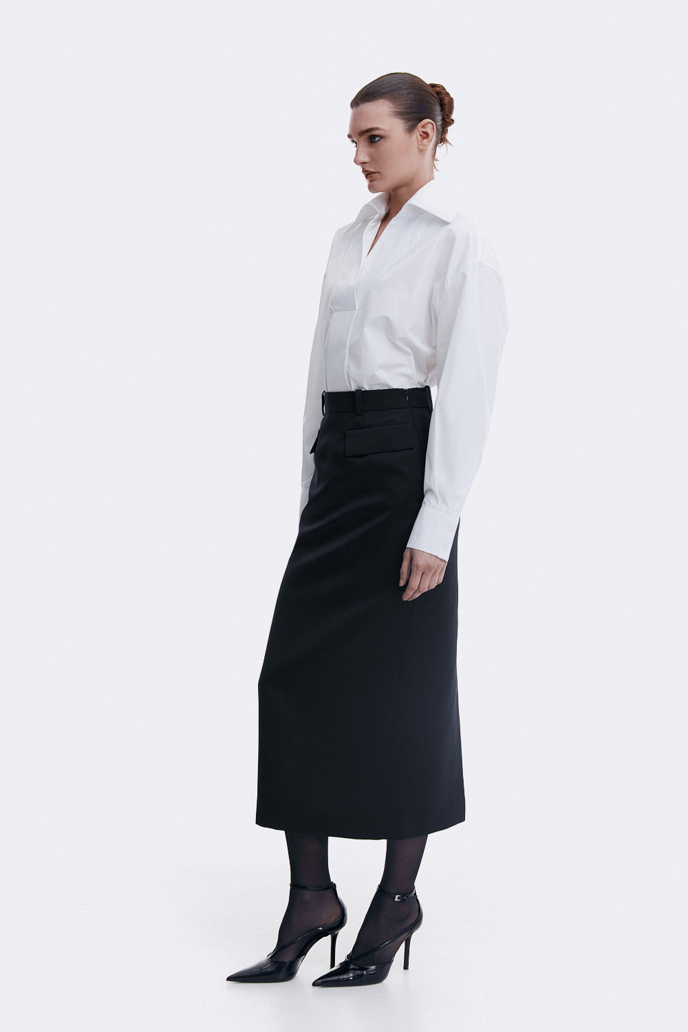 Long midi skirt, black
