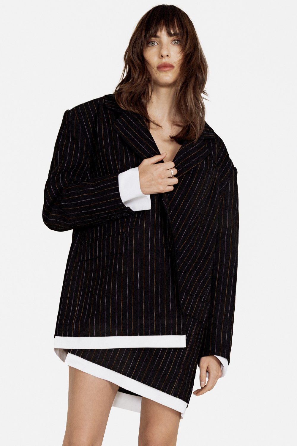 Asymmetric striped jacket