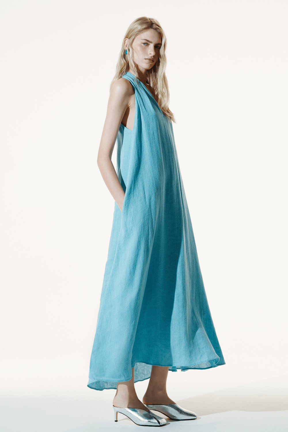 Turquoise linen sundress