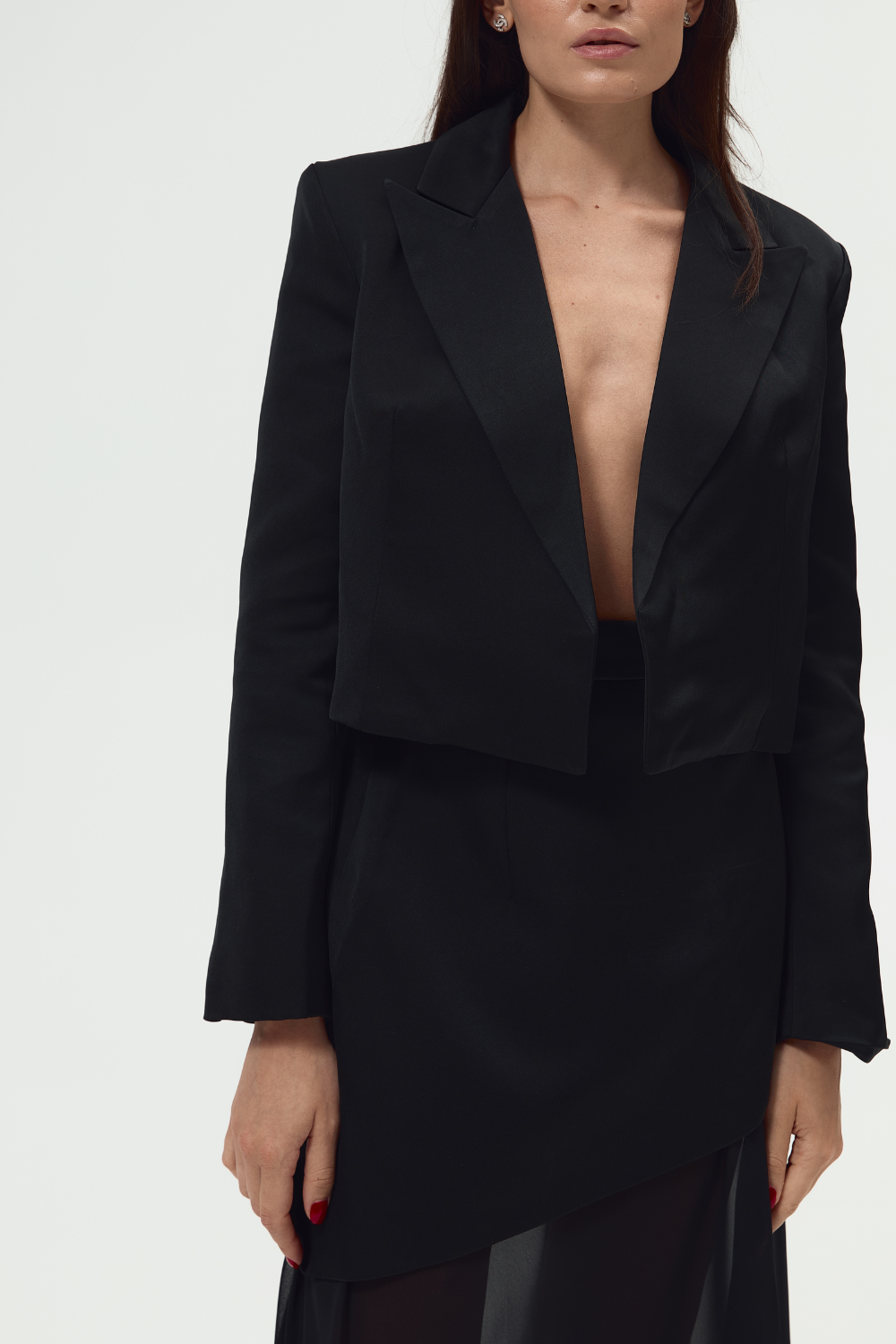 The jacket is black