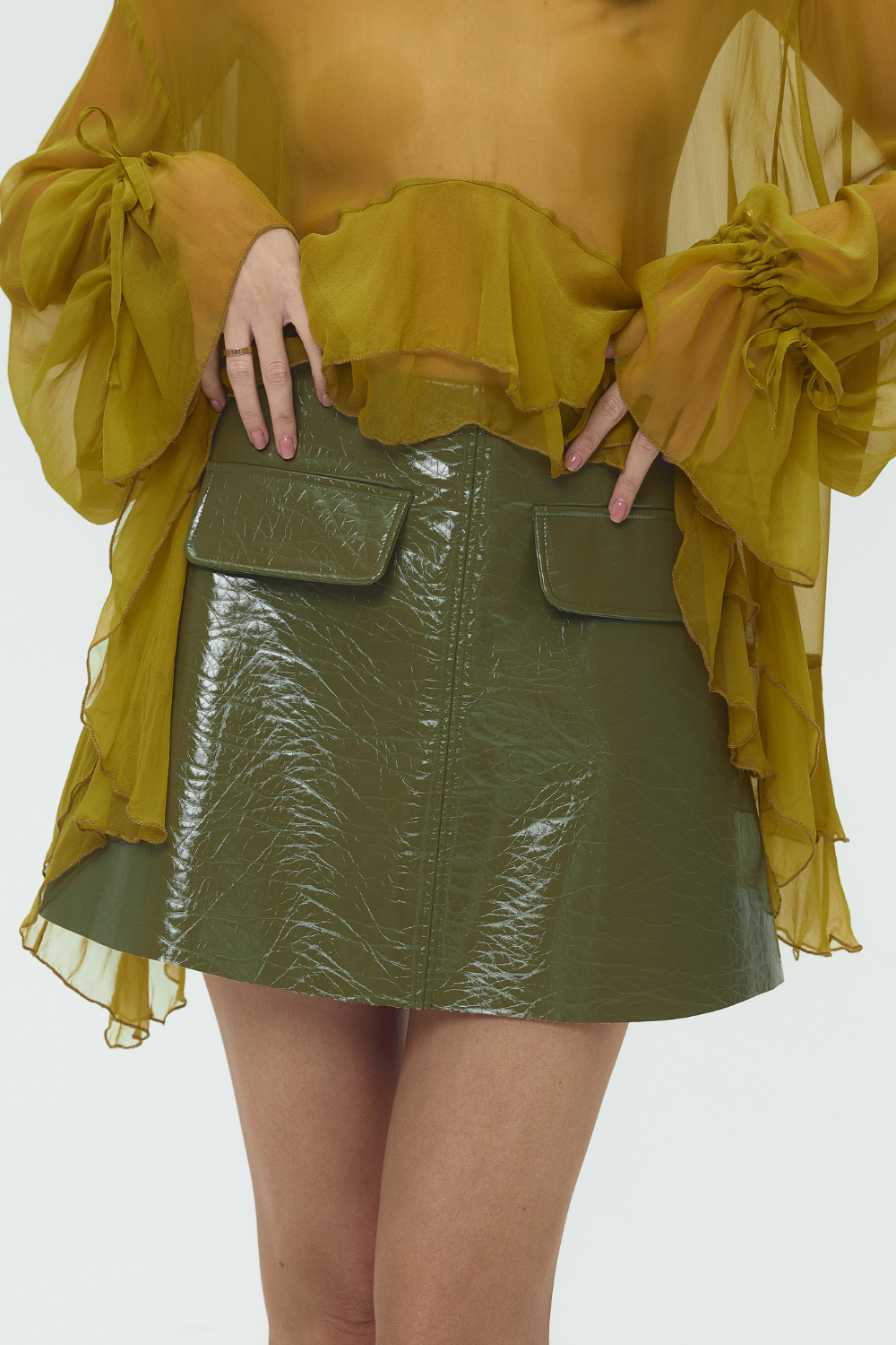 Lacquer olive skirt